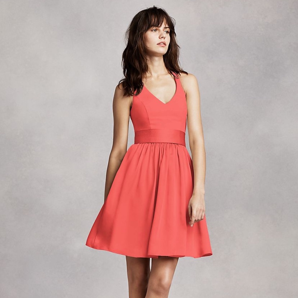 Vera Wang White Coral Midi Dress Sz 4